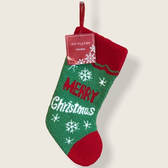 Bloomingdale's Boucle Christmas Stocking Red Green - Picture 1 of 4